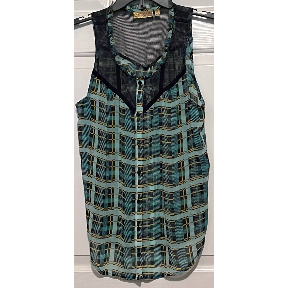 Princess Vera Wang Women's Green Blue Yellow Tank Size M 25" Long x 18" PTP